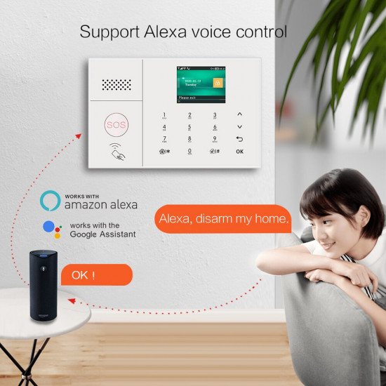 Système d'alarme de sécurité domestique wifi GSM 4G Application tuya compatible Alexa et googleHome